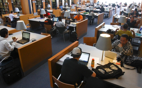 Students study on the fifth floor of the MLK library monday.